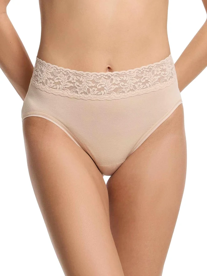 Hanky Panky Cotton French brief, chai, worn