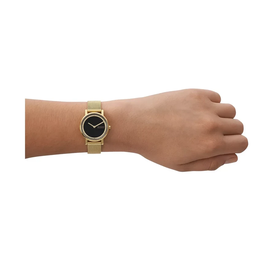 Skagen Signatur Lille two-hand watch, gold mesh, worn
