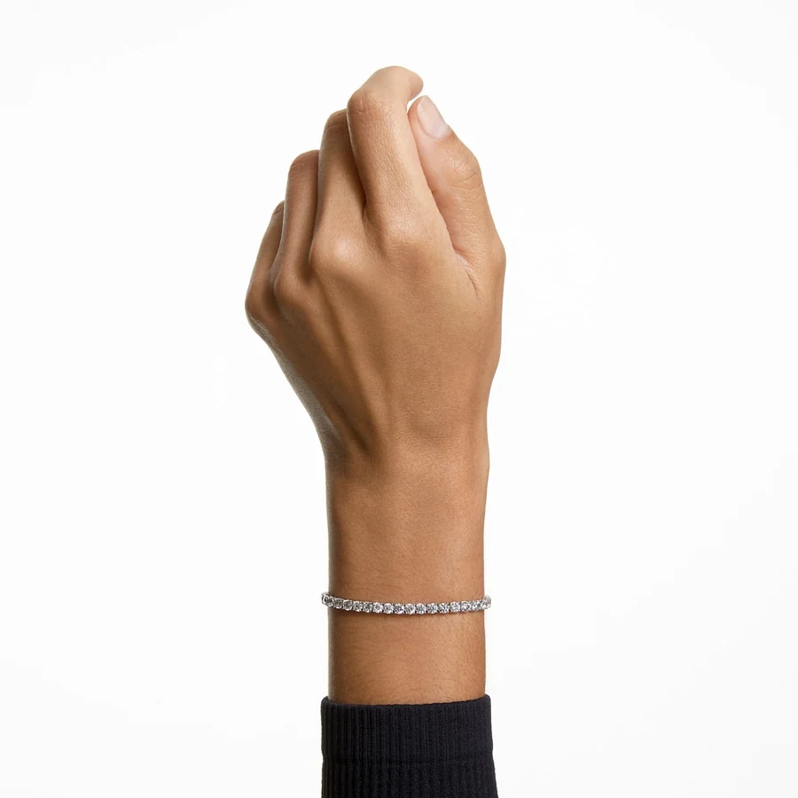Swarovski Tennis Deluxe bracelet, rhodium plated, worn